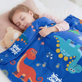HOSUKKO weighted blanket with blue dinosaur design adds playful comfort.