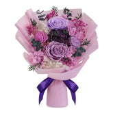 HOTKBO preserved roses in a four purple box front view, gift-ready presentation.