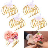 Hotop hammered textured gold corsage bracelet set for weddings.