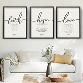 Houmury 3-piece framed farmhouse Bible wall art enhances living rooms with serene scripture reminders.