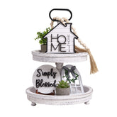 Houmury Home Sweet Home Sign enhances warm farmhouse tabletops.