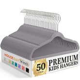 HOUSE DAY 14-inch kids velvet hangers, gray, sturdy daily-use solution for kids’ outfits