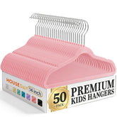 House Day 14-Inch velvet hangers pink securely hold kids tops and dresses