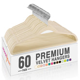 House Day beige velvet hanger 60-pack for organized closet storage and garment care
