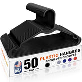 HOUSE DAY black plastic hanger with 50-pack for space-saving closet organization