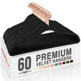 House Day black velvet hangers 60-pack box showing premium non-slip design for organized closet storage.