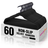 House Day Black Velvet Hangers 60 pack with non-slip grip for delicate to heavy garments.