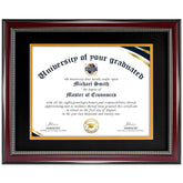 House Day diploma frame 11x14 with mat in mahogany gold finish showcasing certificates