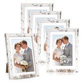 HOUSE DAY distressed white 5x7 frame on wall with real glass protects memories