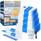 House Day vacuum bags with electric pump in action for quick space saving.