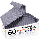 HOUSE DAY grey plastic hanger 60-pack for organized closet storage and space-saving efficiency.