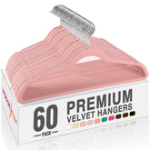 HOUSE DAY Lt Pink Velvet Hangers 60 Pack demonstrate ultra-thin space-saving closet organization.