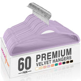House Day Lt-Purple Velvet Hangers close-up shows soft flocked surface protects garments.