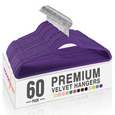 House Day Noble-Purple velvet hangers show ultra-thin profile for space-saving closets