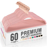 House Day pink velvet hanger 60-pack on pack shot, space-saving closet solution.