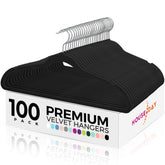 HOUSE DAY velvet hangers in a 100-pack keeping garments organized with a slim profile.