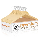 HOUSE DAY premium birch wood hanger with heavy-duty design supports coats and suits