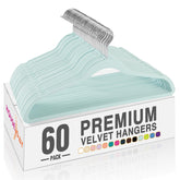 HOUSE DAY sky blue velvet hangers 60-pack for compact closet organization and bulk storage