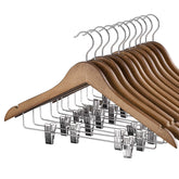 House Day wooden hangers with clips 12-pack keep outfits organized and wrinkle-free.