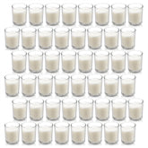 Housecret 48-pack warm white unscented votive candles glow softly for ambience
