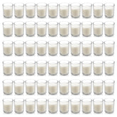 Housecret warm white unscented glass votive candles illuminate spaces with a clean glow.