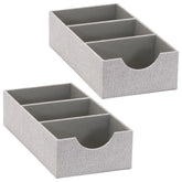 Household Essentials 3-compartment organizer tray gray 2-pack, top view for drawer storage