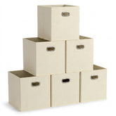 Household Essentials fabric bin 6-piece set cream, front view for organized shelves.