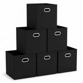 Household Essentials foldable storage bin in black with grommet handle for easy closet access.