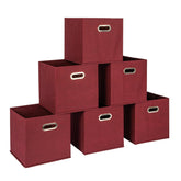 Household Essentials foldable cubes front view with burgundy fabric and grommet handles for easy access.