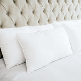 Houseify Tuck Me In Pillow front view highlights cloud-soft microfiber for comfortable head support.