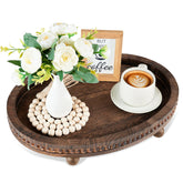 HouseJoy wooden decorative tray with beaded edge for stylish living room display.