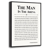 Howwii The Man in the Arena canvas print framed for an office motivation display.