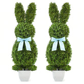 HOYECHI bunny topiary 3ft, left flank on porch adds seasonal curb appeal.