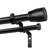 Hradecti heavy-duty double curtain rod assembled, supports layered drapery in a living room.