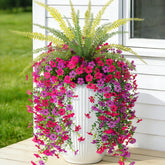 Hrobek artificial daisy and Boston fern hanging flowers brighten outdoor spaces without watering.