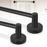 HTZON black magnetic curtain rod on door showing secure hold for lightweight items
