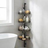 HUADUO-BEAUTY corner shower caddy extendable keeps bottles organized and stable.
