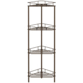 HuggieGems 4-tier corner shower caddy bronze keeps toiletries neatly organized.