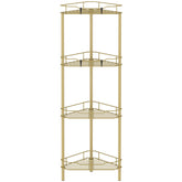 HuggieGems 4-tier corner shower caddy gold with organized bathroom storage.