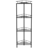 HuggieGems 4-tier corner shower caddy keeps toiletries organized and accessible.