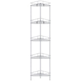 HuggieGems 5-tier corner shower caddy front view for organized bathroom storage.