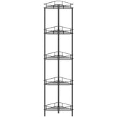 HuggieGems 5-tier corner shower caddy in black saves corner space while organizing bottles.