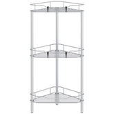 HuggieGems corner shower caddy assembly keeps towels and items neatly stored.