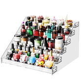 HUITAI acrylic display shelf front view showing six-tier organization for perfumes and cosmetics