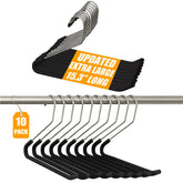 Huji heavy-duty open-end chrome trouser hanger; 10-pack for organized closets.
