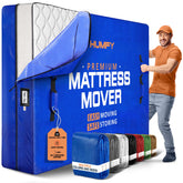 Humf y mattress bag with eight handles ready for a safe, balanced move.