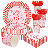 Hushee She's Ready to Pop tableware assembly for cohesive baby shower dΓ©cor