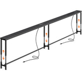Huuger 110.2-inch sofa table side view with convenient power outlets for lounging.
