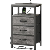 Huuger nightstand top view with charging station and outlets for bedside ease.