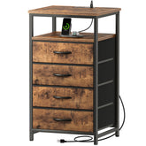 Huuger nightstand with charging station, top view for bedside device charging.